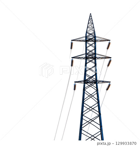 High Voltage Transmission Tower Against Clear Sky in Urban Environment, Electrical Infrastructure 129933870