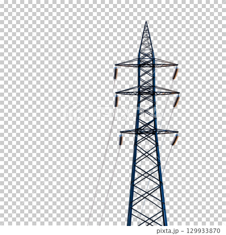 High Voltage Transmission Tower Against Clear Sky in Urban Environment, Electrical Infrastructure 129933870
