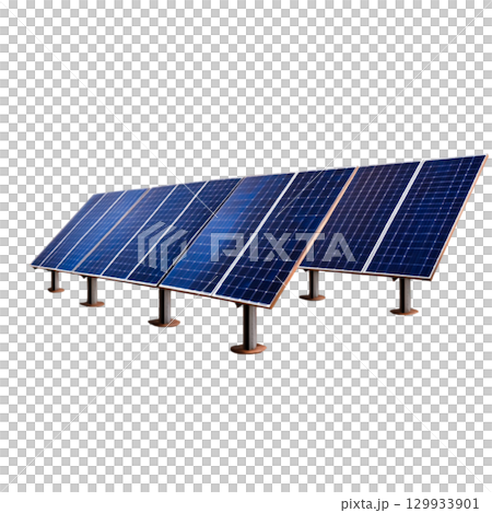 Solar Panels Array on Display for Renewable Energy and Sustainable Development 129933901