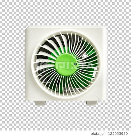 Compact Green and White Electric Fan Offering Efficient Air Circulation for Small Spaces 129933920
