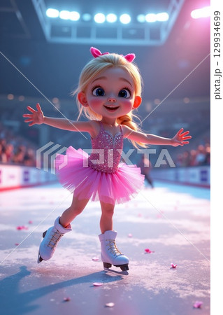 フィギュアスケートをする女の子 129934699