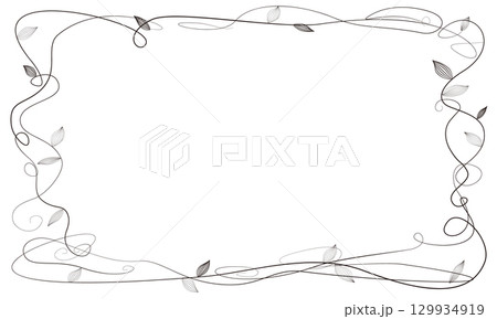 黒色の蔓と葉のボタニカル背景 129934919