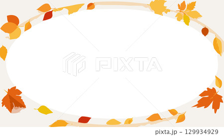 秋の落ち葉フレーム 129934929