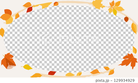 秋の落ち葉フレーム 129934929