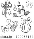 Christmas new year stickers in cartoon style. Holiday Christmas Sticker Set Free Hand Drawn 129935154