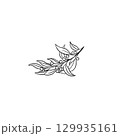 Christmas twig with leaves and berries freehand sketch. Christmas festival, New year invitations, or greeting cards.  129935161