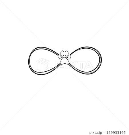 line art illustration pet care, dog footprint. Dog paw tattoo idea, dog footprint line art illustration pet care, dog footprint. Dog paw tattoo idea, dog footprint 129935165