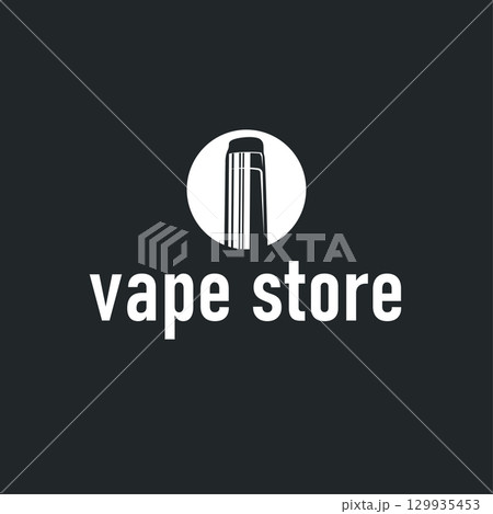 Vapor logo with a simple minimalist concept for vape store design, illustration of an electric cigarette smoke template for poster or product or shop banner 129935453