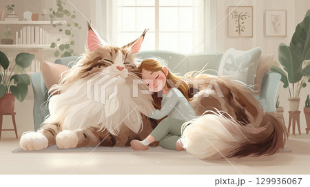 猫の癒し系イラスト / Cat - Healing & Cute Illustration 129936067