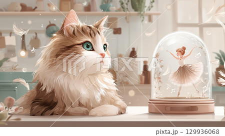 猫の癒し系イラスト / Cat - Healing & Cute Illustration 129936068