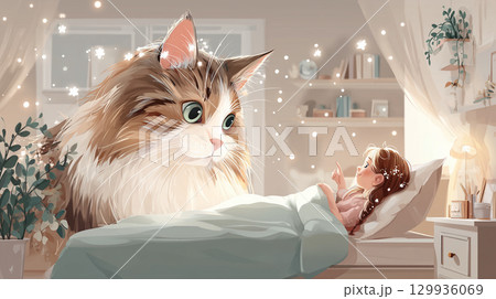 猫の癒し系イラスト / Cat - Healing & Cute Illustration 129936069