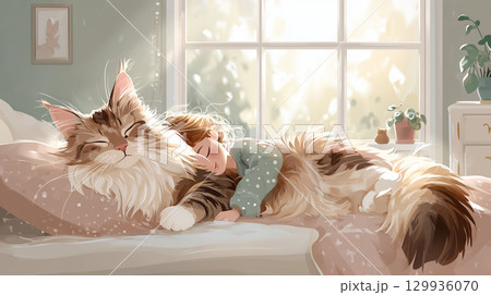 猫の癒し系イラスト / Cat - Healing & Cute Illustration 129936070