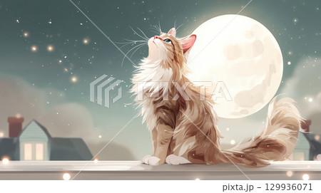 猫の癒し系イラスト / Cat - Healing & Cute Illustration 129936071