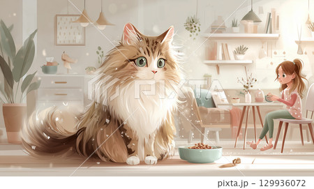 猫の癒し系イラスト / Cat - Healing & Cute Illustration 129936072