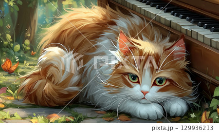 猫の癒し系イラスト / Cat - Healing & Cute Illustration 猫の癒し系イラスト / Cat - Healing & Cute Illustration 129936213