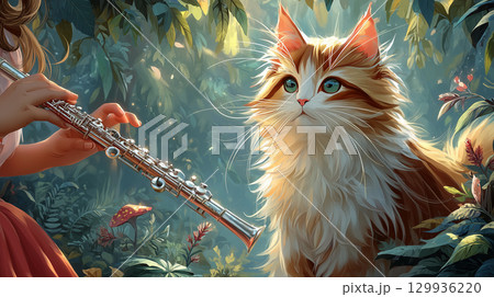 猫の癒し系イラスト / Cat - Healing & Cute Illustration 129936220