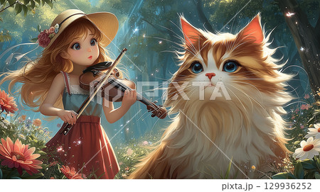 猫の癒し系イラスト / Cat - Healing & Cute Illustration 129936252