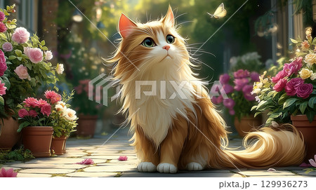 猫の癒し系イラスト / Cat - Healing & Cute Illustration 129936273
