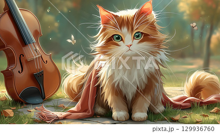 猫の癒し系イラスト / Cat - Healing & Cute Illustration 129936760