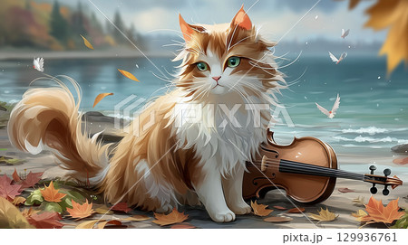猫の癒し系イラスト / Cat - Healing & Cute Illustration 129936761