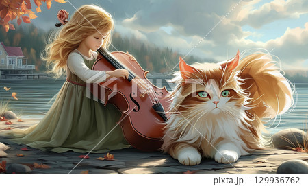 猫の癒し系イラスト / Cat - Healing & Cute Illustration 129936762