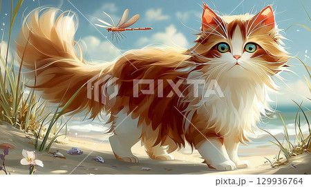 猫の癒し系イラスト / Cat - Healing & Cute Illustration 129936764