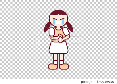 手臂受傷哭泣的女孩 129936930