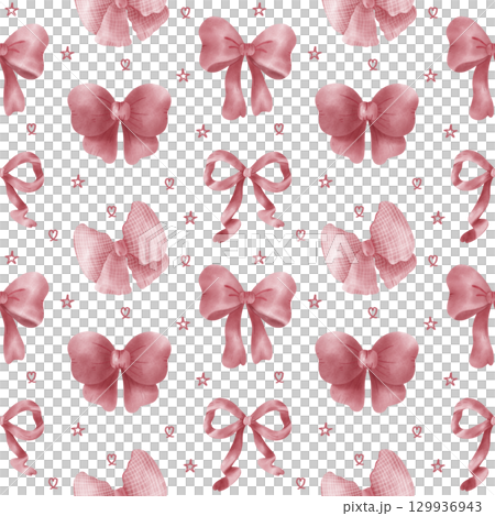 Red coquette ribbon bow seamless pattern background Red coquette ribbon bow seamless pattern background 129936943