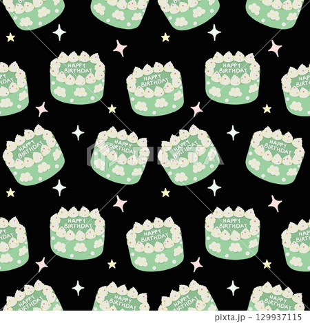 Happy birthday cake seamless pattern on background 129937115