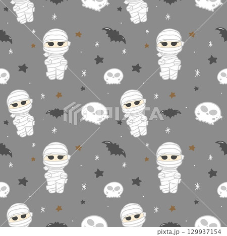 Cute Mummy Halloween Seamless Patternのイラスト素材 [129937154] - PIXTA