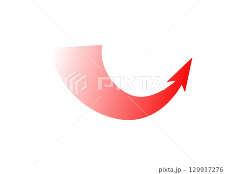 Dynamic curved war arrow with bold red gradient for strategic motion and direction Dynamic curved war arrow with bold red gradient for strategic motion and direction 129937276