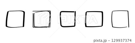 Hand drawn checkbox icons with square shape and minimal sketch design 129937374