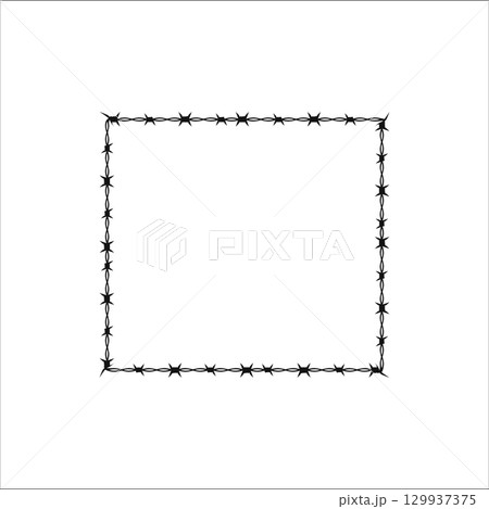 Barbed wire square frame symbolizing security and restriction 129937375