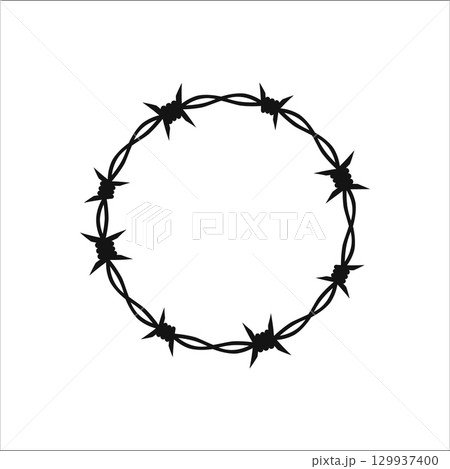 Barbed wire circle design suggesting security and restriction concerns 129937400