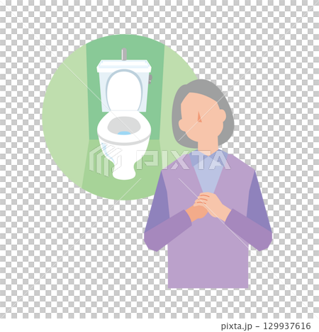 Elderly woman with toilet problems 129937616