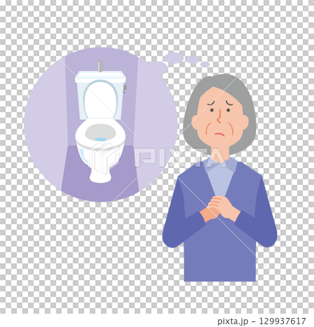 トイレの悩みがある高齢女性 トイレの悩みがある高齢女性 129937617