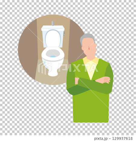 トイレの悩みがある高齢男性 129937618