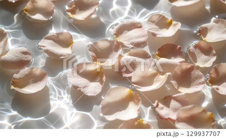 癒し、澄んだ水と花びら 癒し、澄んだ水と花びら 129937707