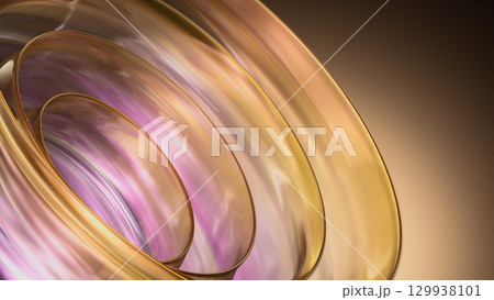 3D render of modern abstract background. Glossy wave texture. Clean gradient 129938101