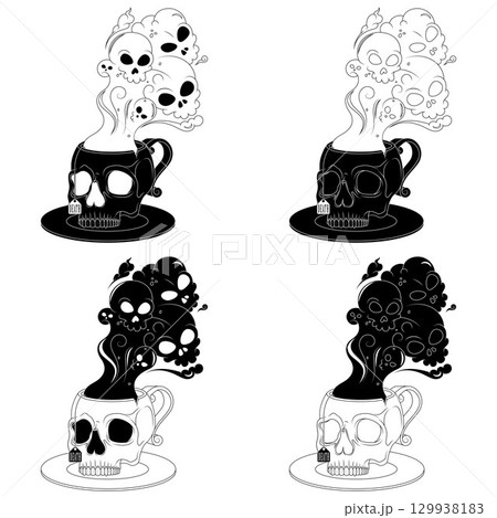 Skull Shaped Tea Cup With Toxic Death Smoke 129938183