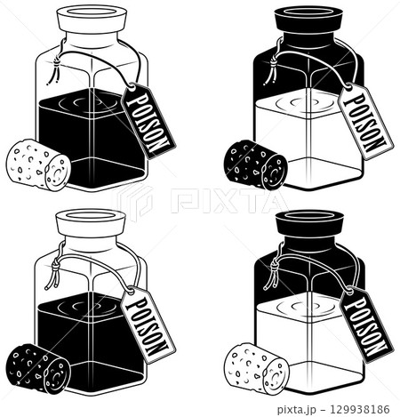 Glass bottle with magic potion 129938186