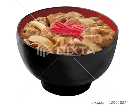 牛丼（黒赤椀）紅生姜付き 129938244