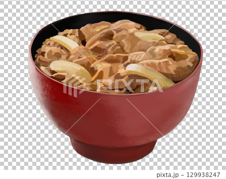 Beef bowl (red and black bowl) 129938247