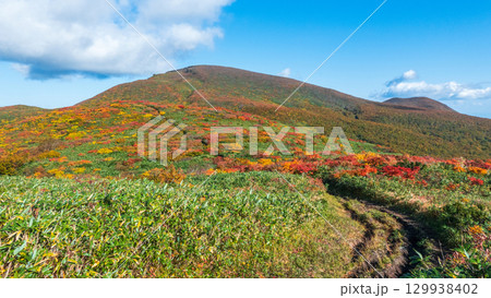 秋の栗駒山登山（栗駒山～秣岳 ： 栗駒山方面の眺め） 129938402