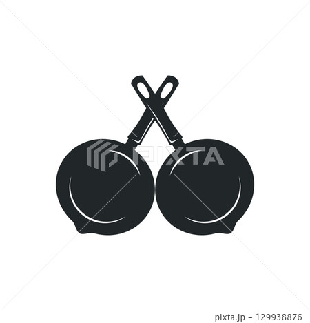 vintage retro design cooking logo concept with black silhouette frying pan simple template restaurant brand logo, cafe, bar 129938876