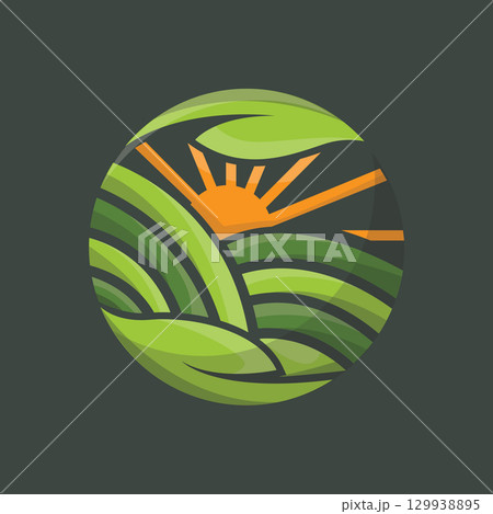 modern farm logo design with simple concept of farmer in agriculture illustration symbol livestock for product illustration template 129938895