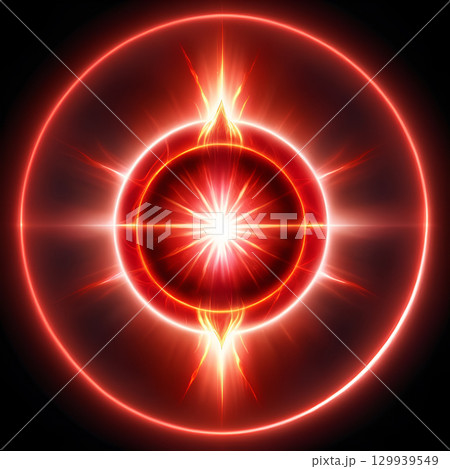 Powerful radiating energy burst with glowing red concentric circles and bright starburst center ignites cosmic wonder Powerful radiating energy burst with glowing red concentric circles and bright starburst center ignites cosmic wonder 129939549