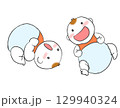 笑顔で寝転がる赤ちゃん 129940324