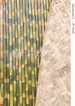 Bamboo Woven Wall background creation 129940496