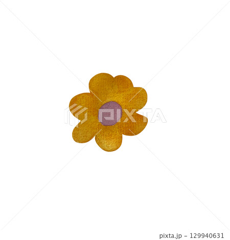 A watercolor illustration of a stylized flower with a pink center and yellow petals on a white background. This vibrant and cheerful design combines bright colors and simple shapes, perfect for A watercolor illustration of a stylized flower with a pink center and yellow petals on a white background. This vibrant and cheerful design combines bright colors and simple shapes, perfect for 129940631